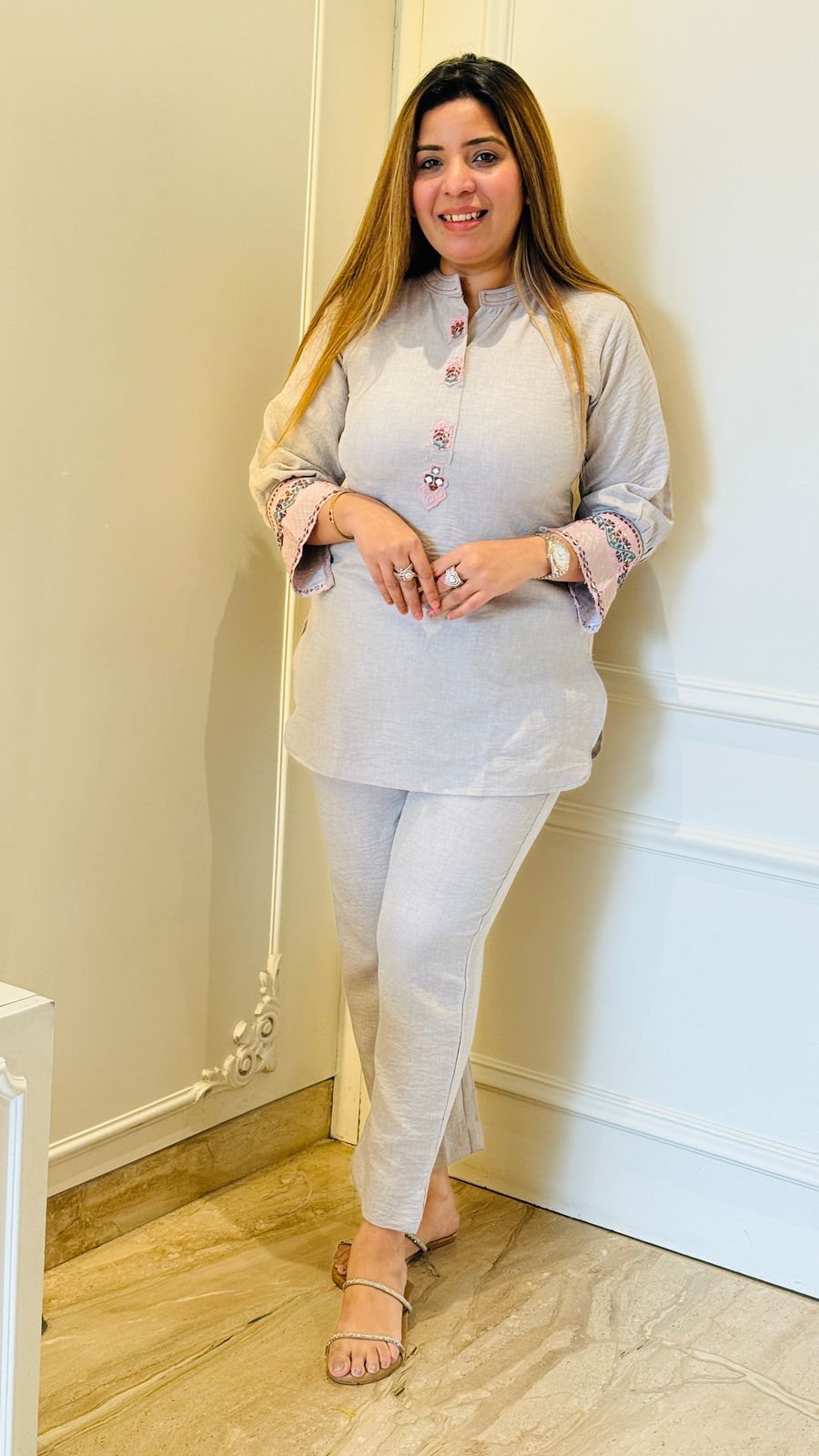 Elegant Cotton Cordset- Sky Blue, Black, White, Blue, Grey